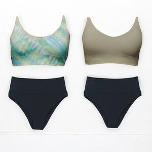 🌻NEW w/tags Prana XS Willow Falls Reversible Swim Top Black Aurelia Bottom Set